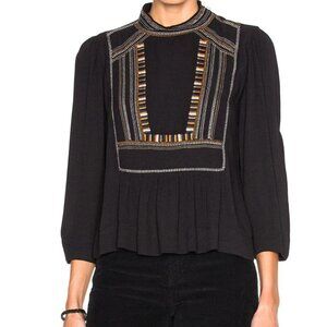 Isabel Marant Etoile Cerza Embroidered Crepe Size XS
